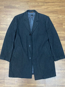 Al Capone Vintage Mantel Herrenmantel grau gestreift Gangster Kostüm Gr.54