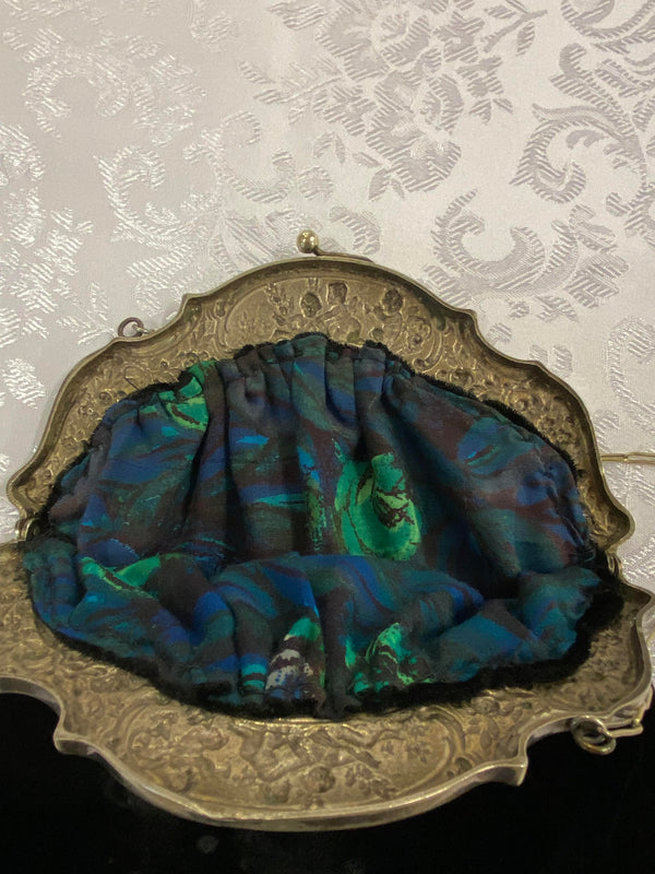Vintage Samt-Abendtasche mit Putten-Metallrahmen – 1950er Jahre, Ansicht 4