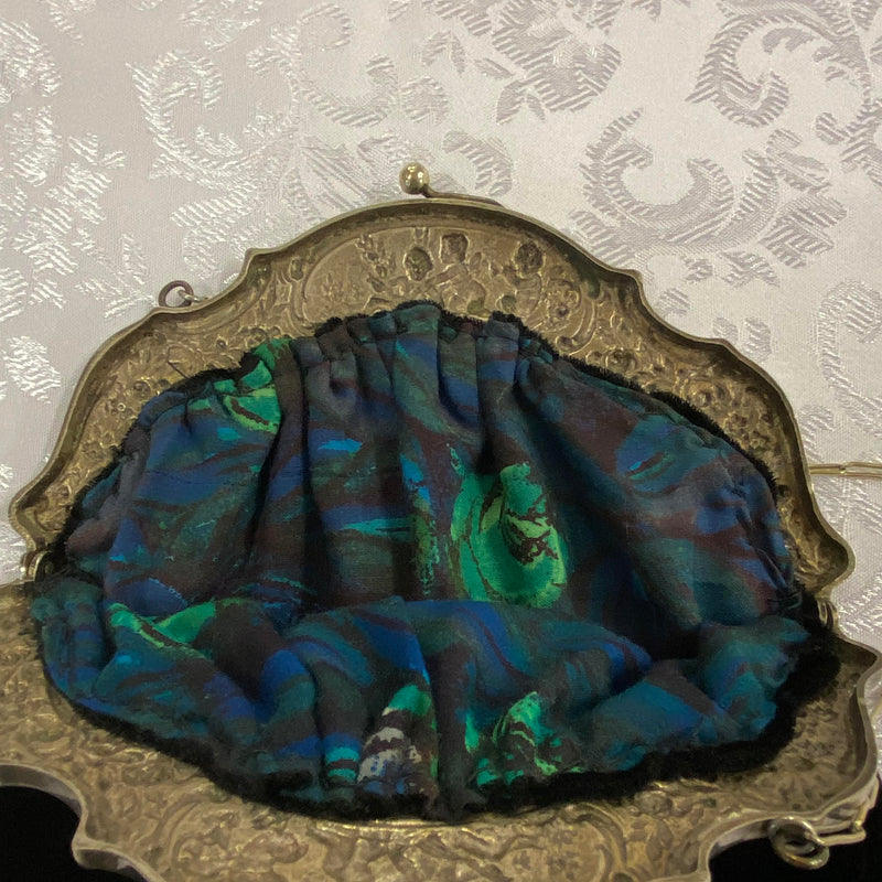 Vintage Samt-Abendtasche mit Putten-Metallrahmen – 1950er Jahre, Ansicht 4