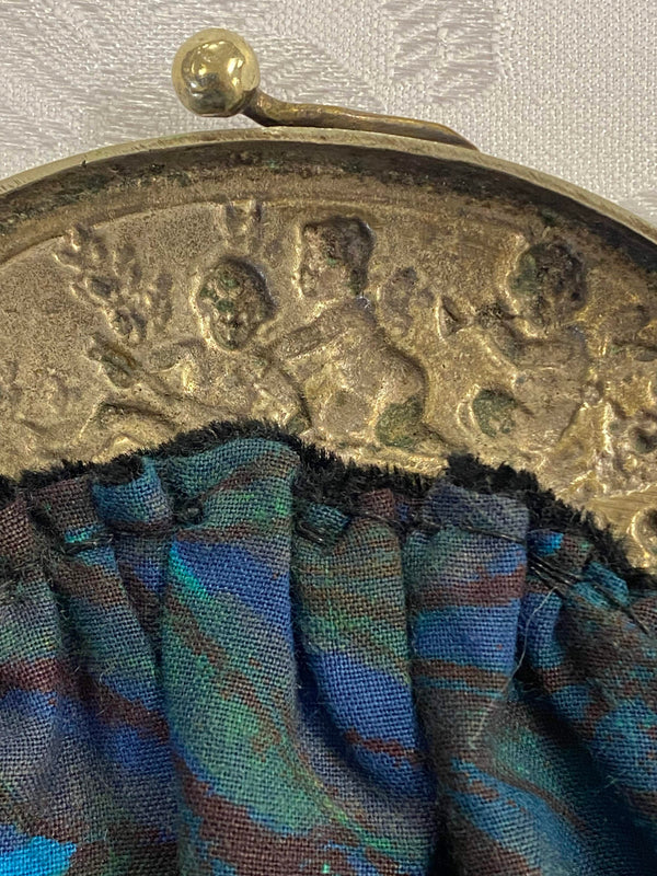 Vintage Samt-Abendtasche mit Putten-Metallrahmen – 1950er Jahre, Ansicht 5