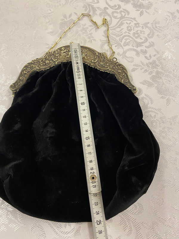 Vintage Samt-Abendtasche mit Putten-Metallrahmen – 1950er Jahre, Ansicht 7