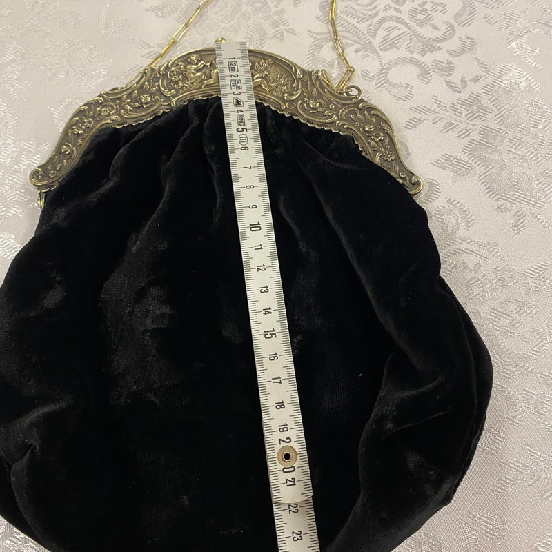 Vintage Samt-Abendtasche mit Putten-Metallrahmen – 1950er Jahre, Ansicht 7