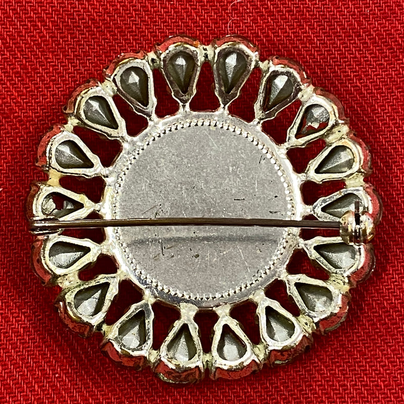 Vintage Brosche, rund, Schmuck mit großem runden Stein und kleine Glitzersteine