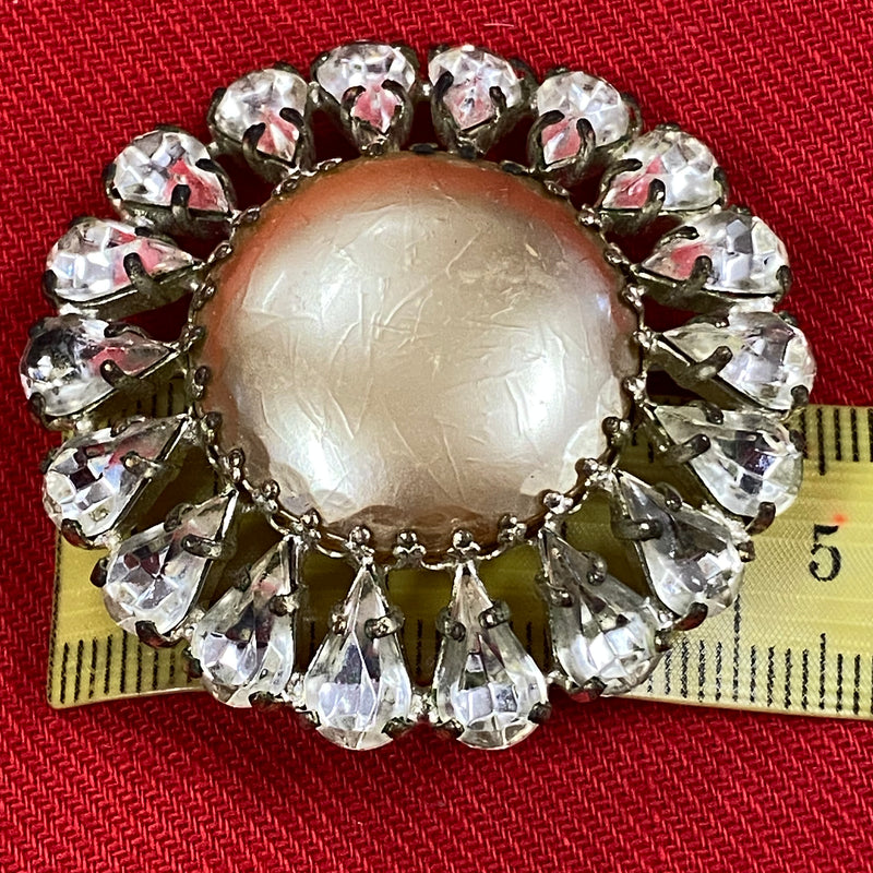 Vintage Brosche, rund, Schmuck mit großem runden Stein und kleine Glitzersteine