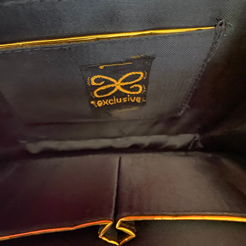 Exklusives Vintage-Set: Handtasche und Gürtel mit Pfauenstickerei