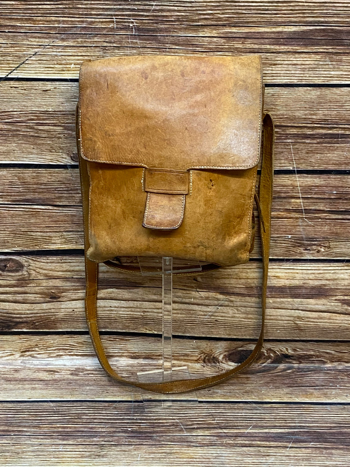 Antike Schultasche, Vintage Ledertasche mit Trageriehmen