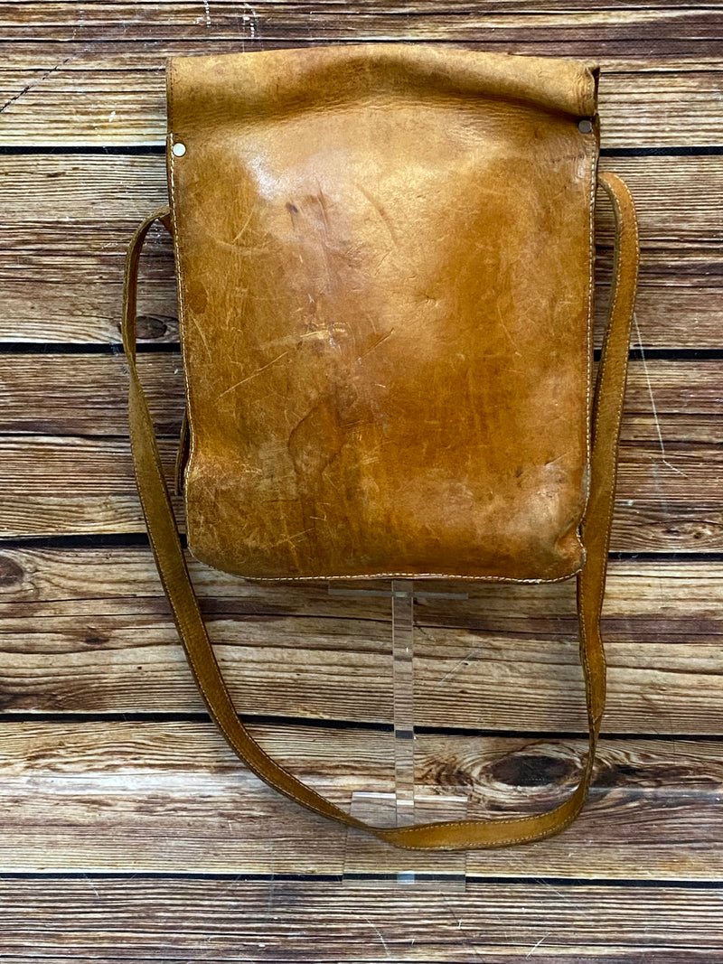 Antike Schultasche, Vintage Ledertasche mit Trageriehmen