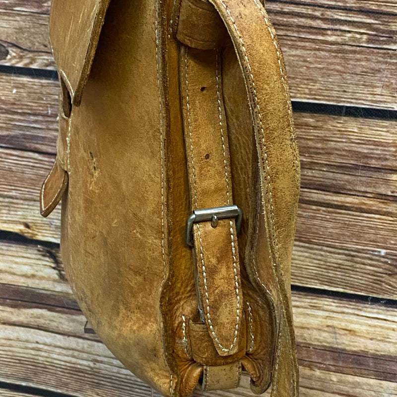 Antike Schultasche, Vintage Ledertasche mit Trageriehmen