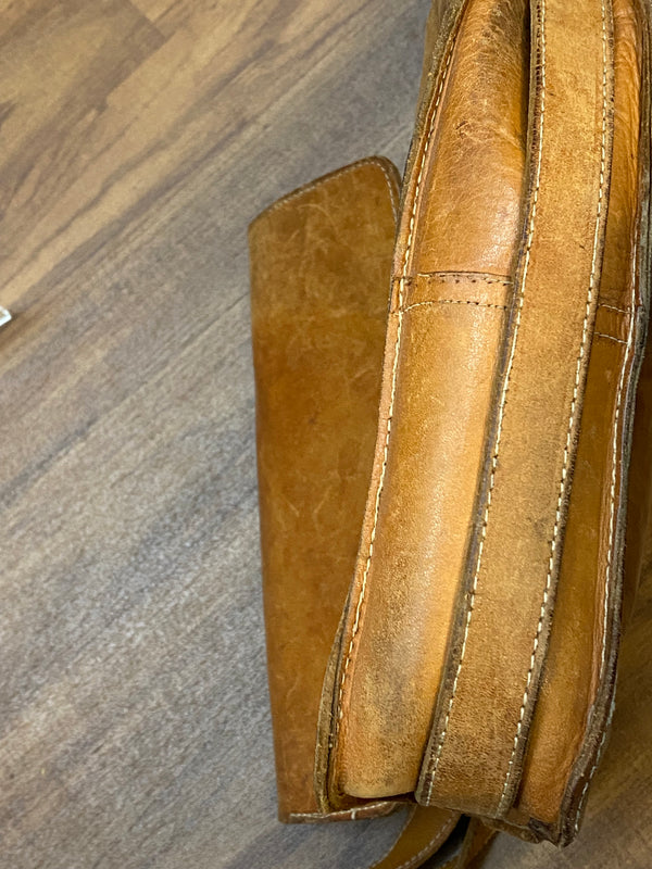 Antike Schultasche, Vintage Ledertasche mit Trageriehmen