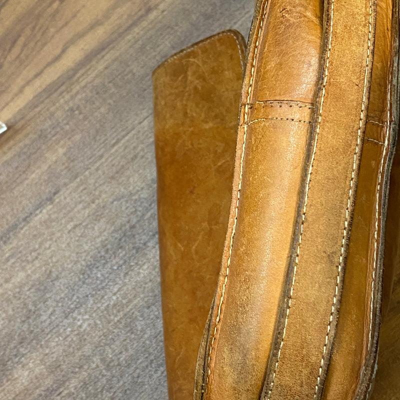 Antike Schultasche, Vintage Ledertasche mit Trageriehmen