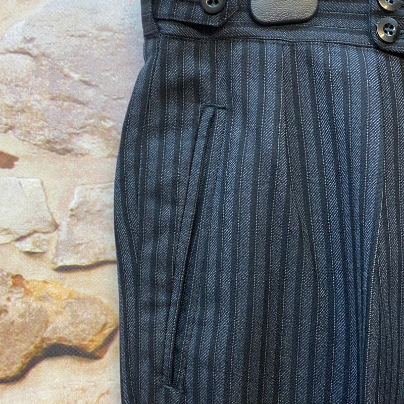 Vintage Stresemannhose Schwarz Gestreift – Größe 48/50 (Herren)
