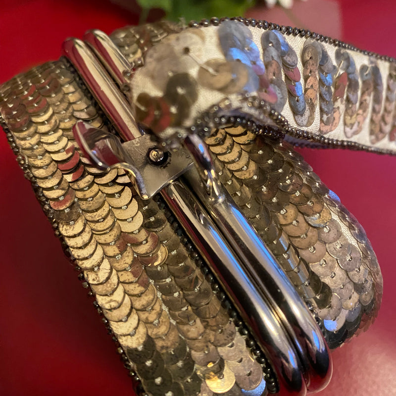 20er jahre Art Deco Pailletten-Minaudière Tanztasche Unikat