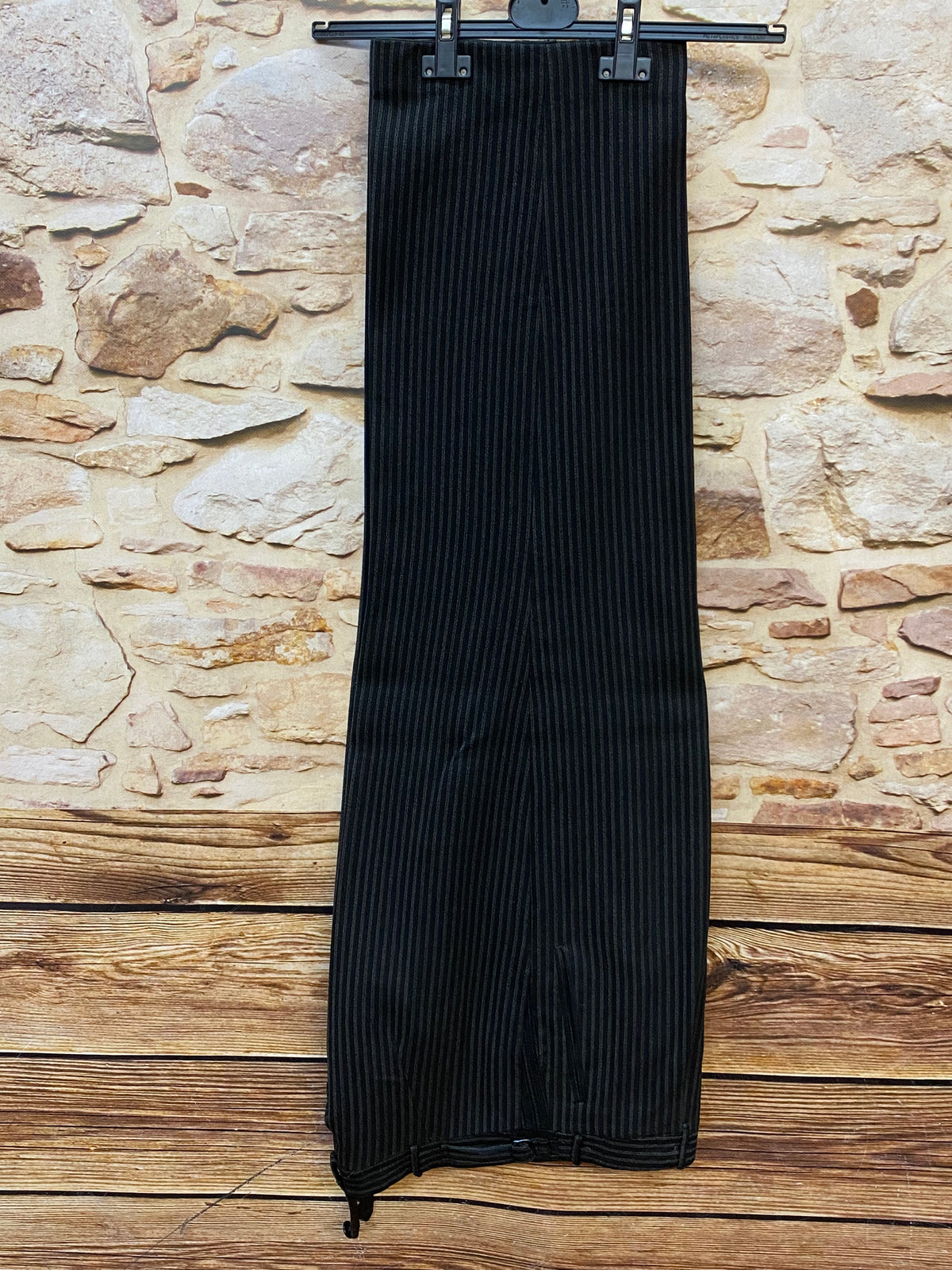 Grau-schwarz gestreifte Vintage Stresemannhose Bund 97 cm, Herren Größe 52