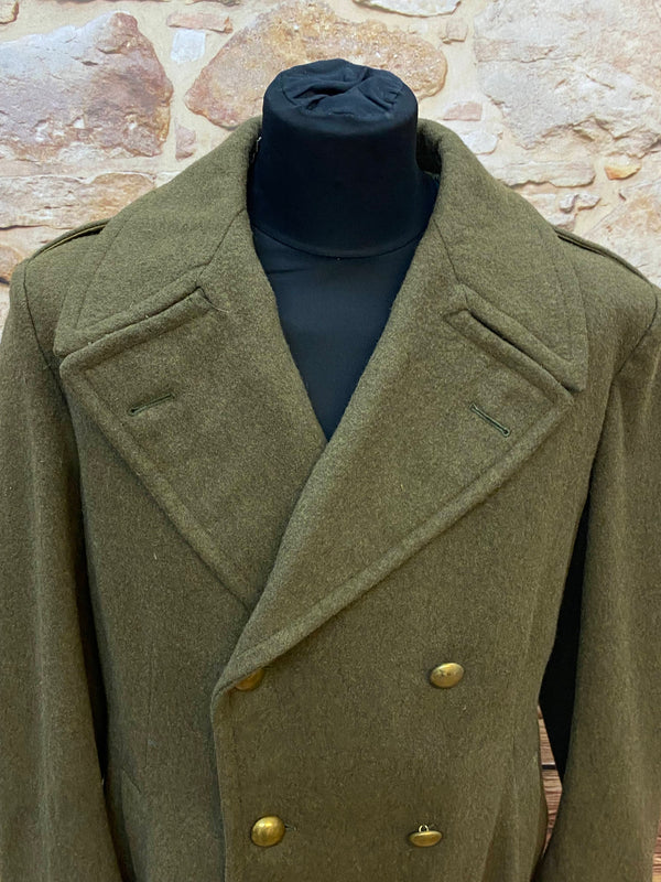 Vintage Armee-Mantel Gr. 48 – Olivgrüner Wollmix