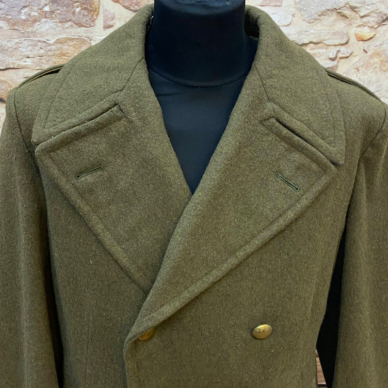 Vintage Armee-Mantel Gr. 48 – Olivgrüner Wollmix
