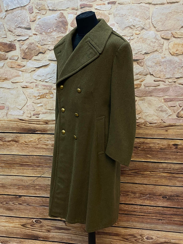 Vintage Armee-Mantel Gr. 48 – Olivgrüner Wollmix