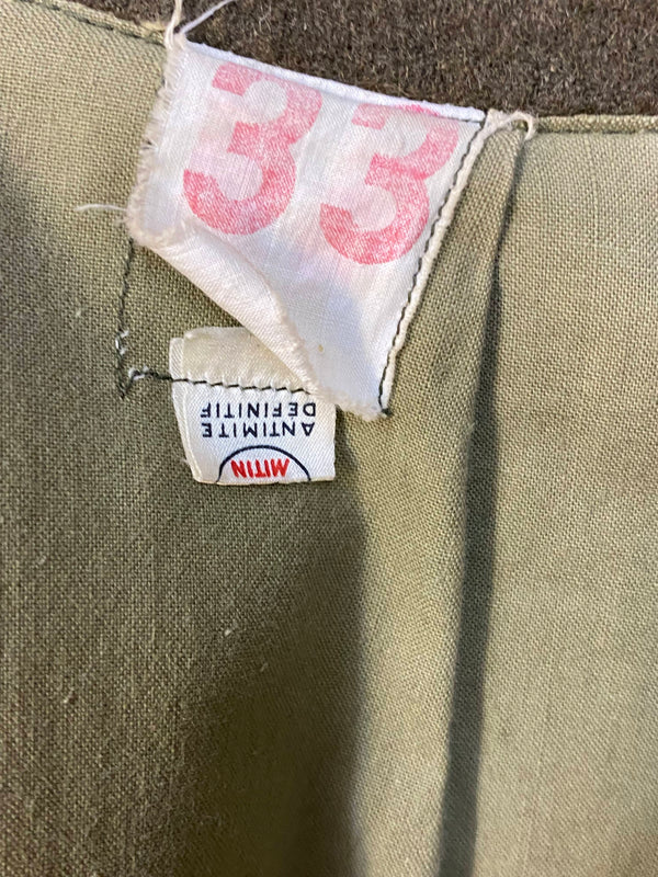 Vintage Armee-Mantel Gr. 48 – Olivgrüner Wollmix