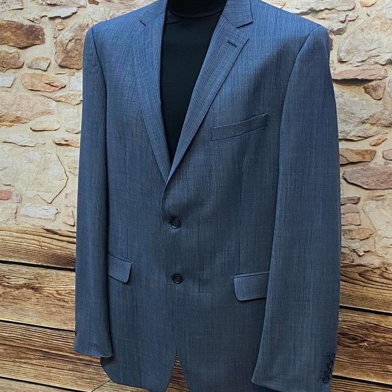 Neues Herren-Sakko von Atelier Torino in Dunkelblau mit feiner Nadelstreifenstruktur, Größe 106, aus Premium-Wolle, edler Business-Stil.