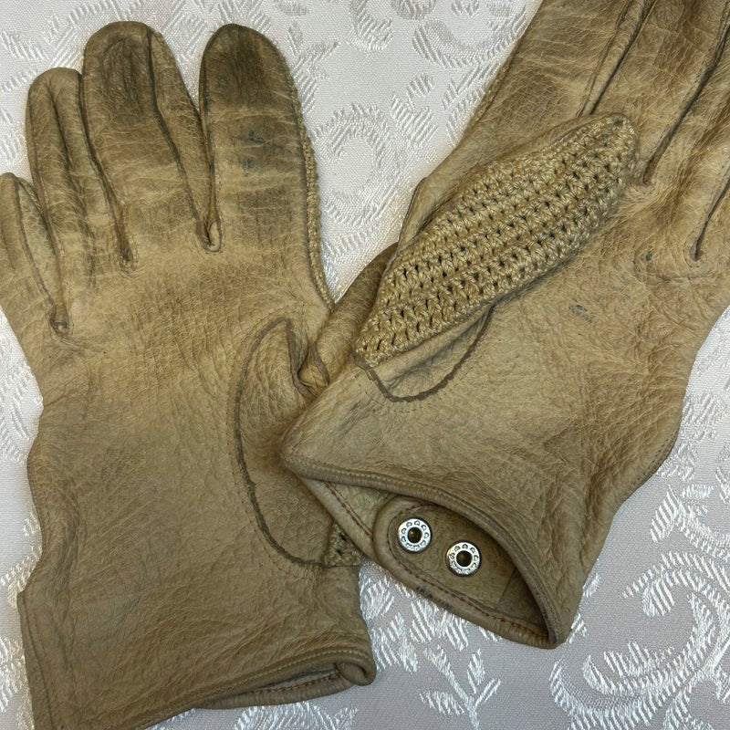 Vintage Damen Leder-Fahrhandschuhe Größe M