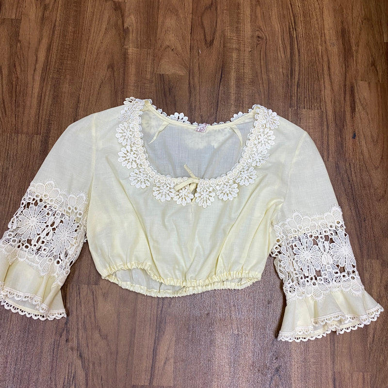 Vintage Dirndlbluse, 70er Jahre, Gr.44, mit Glockenärmel