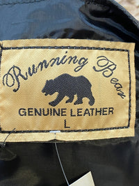 gilet de motard en cuir vintage de Running Bear taille L 