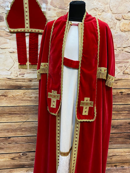 „hochwertiges bischofskostüm rot gold gr54 frontansicht“