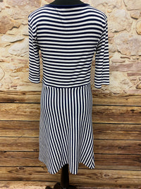 Robe rayée bleue et blanche, style maritime années 40 taille M