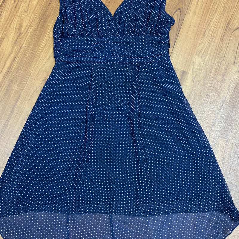 Blau, weißes Kleid mit Pünktchen 40er Jahre Stil, schwingend, Gr.44