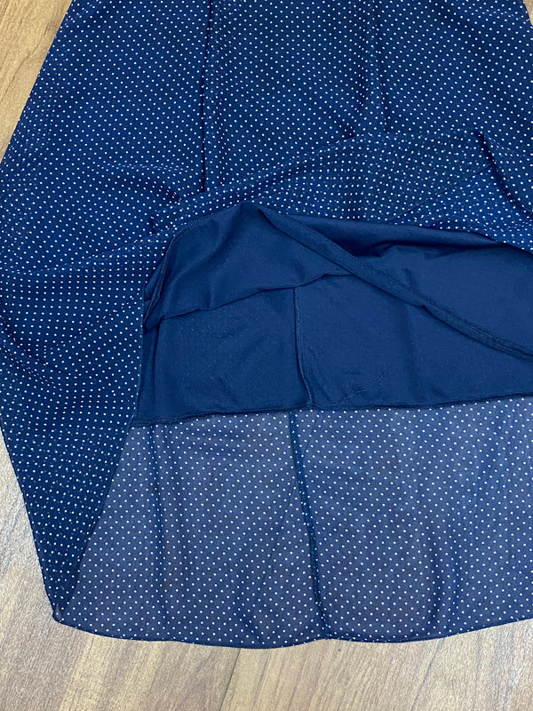 Blau, weißes Kleid mit Pünktchen 40er Jahre Stil, schwingend, Gr.44