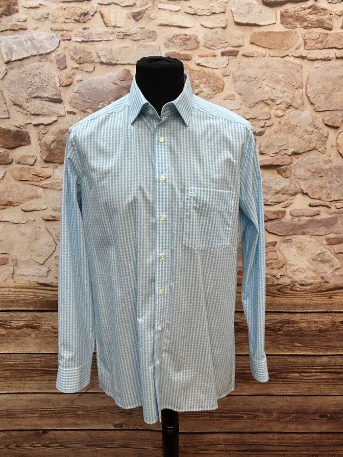 hellblau kariertes olymp luxor herrenhemd größe 42 modern fit sehr guter zustand vintage