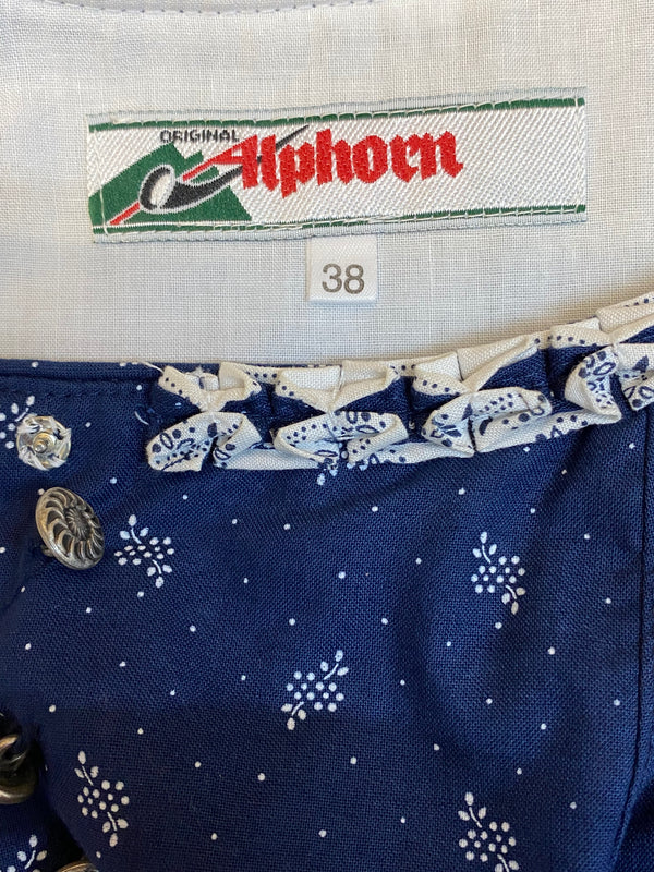Vintage Dirndl blau mit weißer Schürze Gr.38