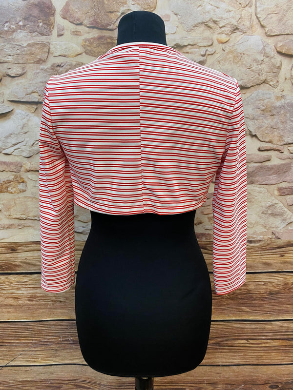 „Damen Bolero Vintage rot-weiß gestreift Rückansicht