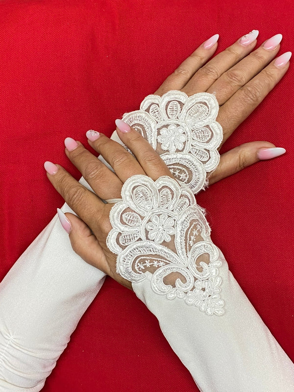 Fingerlose Brauthandschuhe in ivory, Vintage
