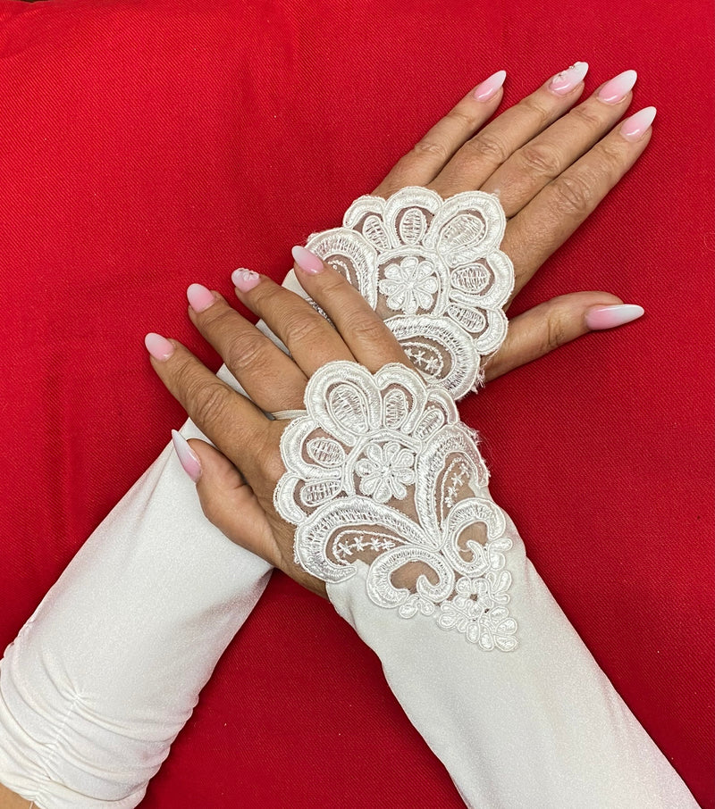 Gants de mariée sans doigts en ivoire, vintage