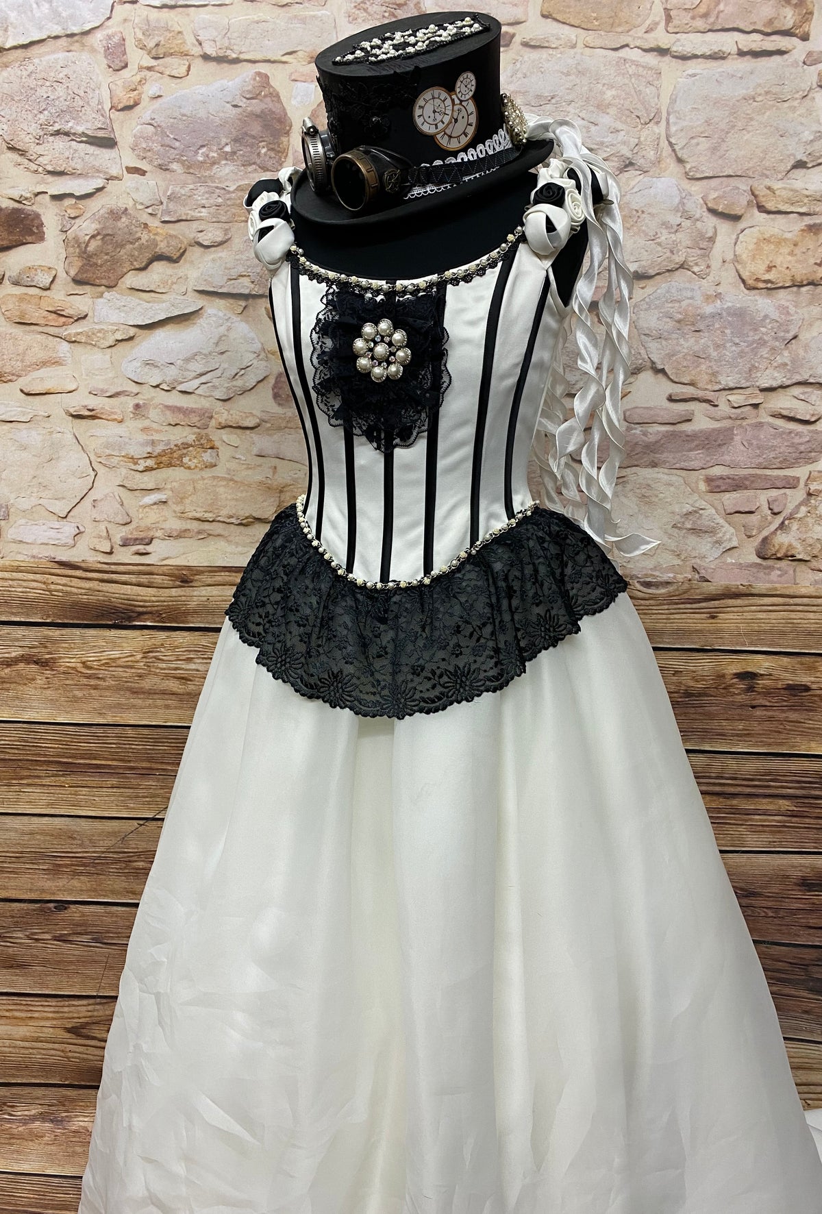 Hochwertiges Brautkleid Steampunk Vintage Viktorianisch Hochzeitskleid Gr.M Unikat