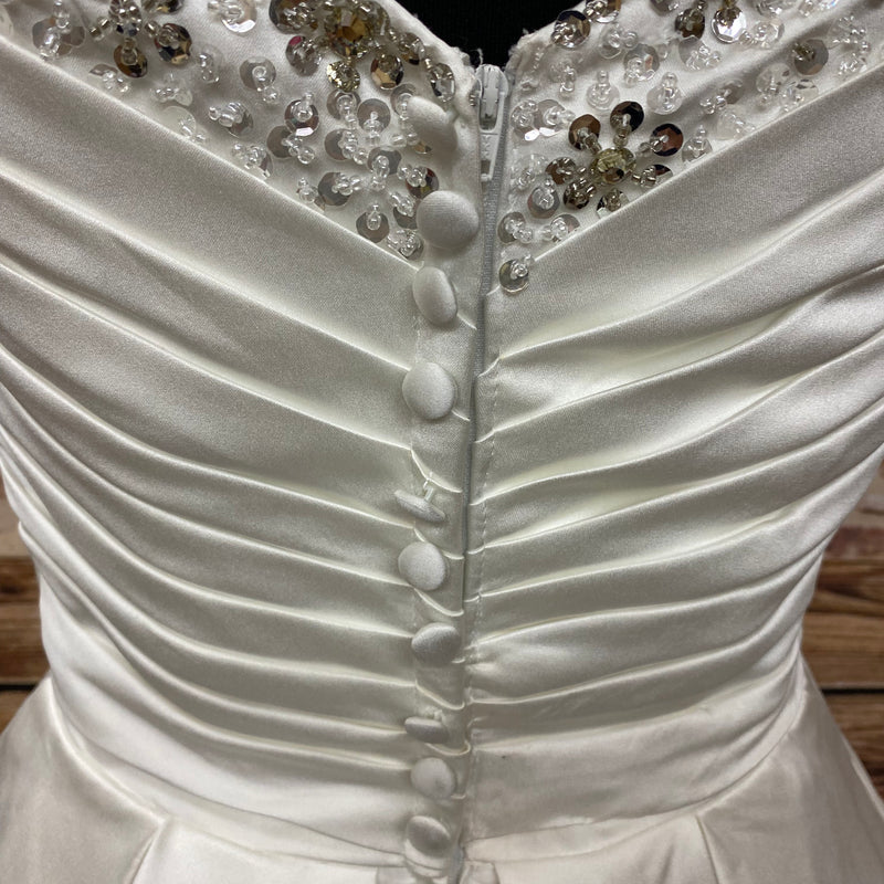50s-Swing Vintage Brautkleid aus Satin & Pailletten – Gr. 36