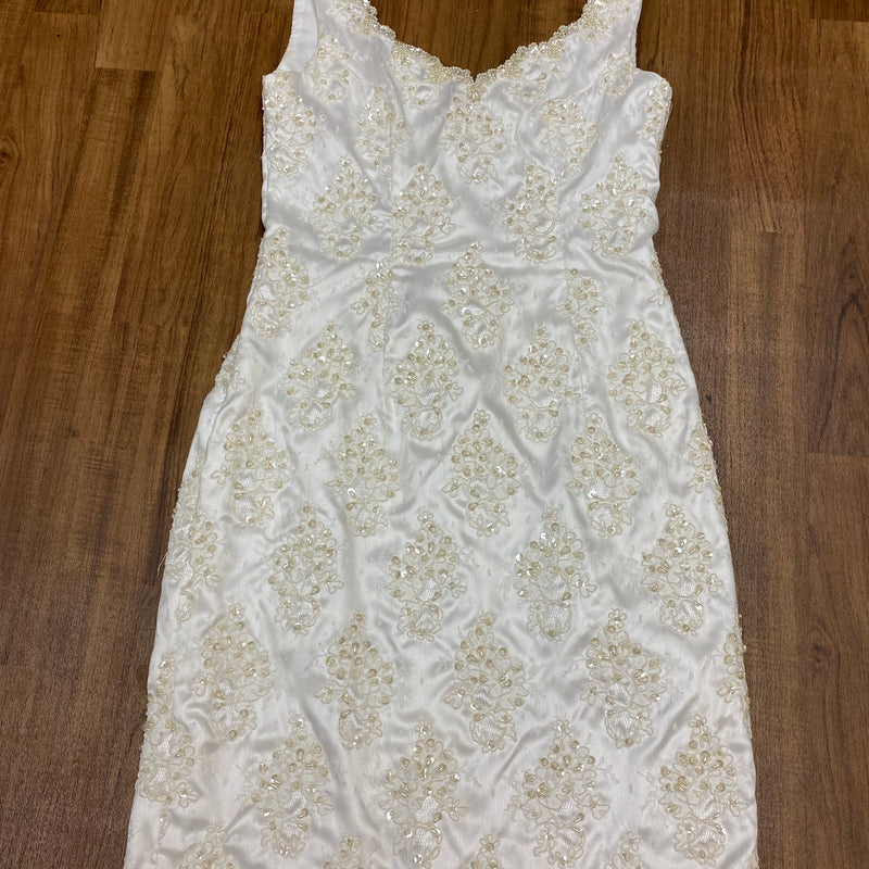Kurzes Vintage-Ivory-Cocktailkleid – Gr. 38