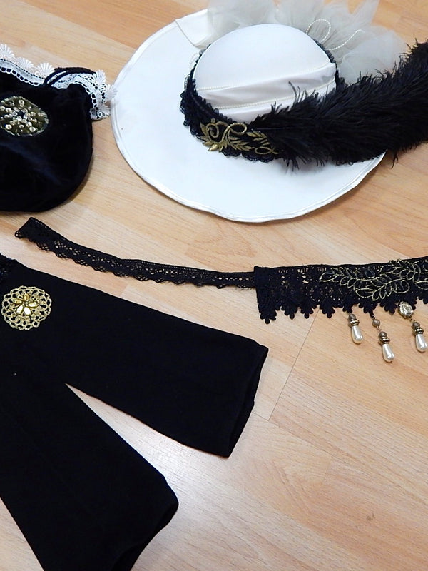 Steampunk-Brautkleid in Elfenbein & Schwarz (Gr. 34)