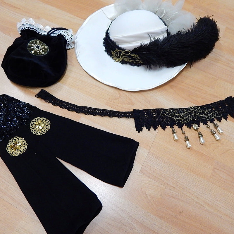 Steampunk-Brautkleid in Elfenbein & Schwarz (Gr. 34)