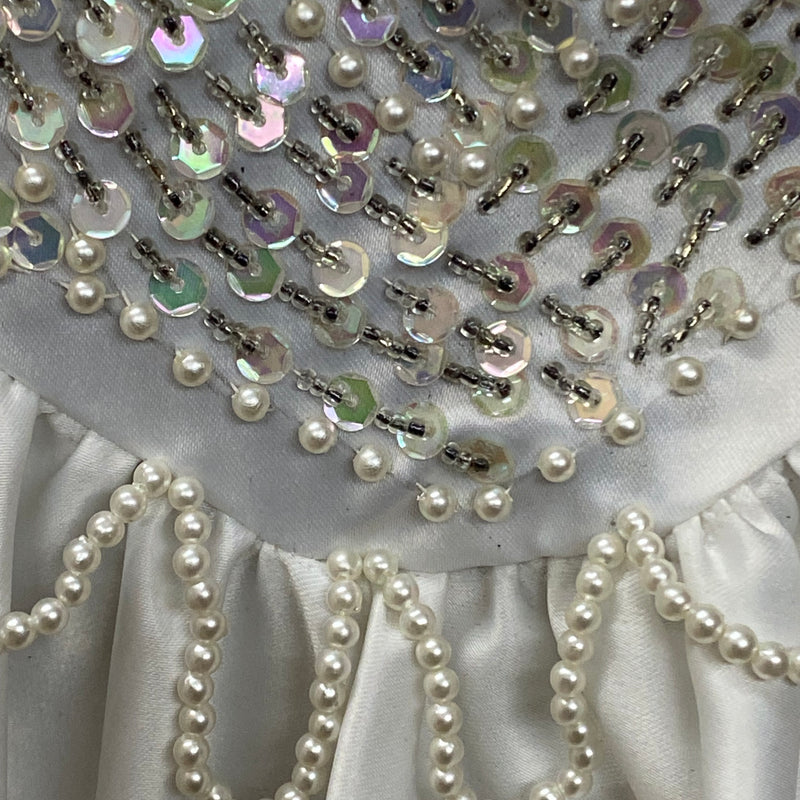 Glitzerndes Vintage-Brautkleid mit Puffärmeln – Gr. 42