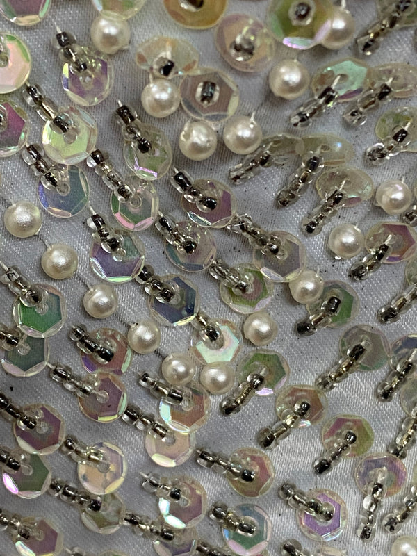 Glitzerndes Vintage-Brautkleid mit Puffärmeln – Gr. 42