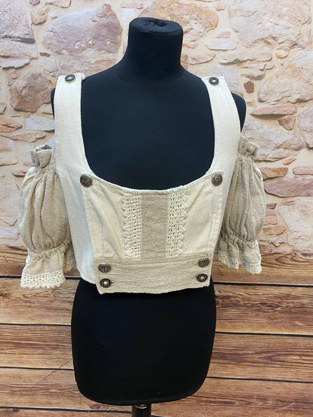 Vintage Damen Trachtenmieder von Oharivari – Beige, Größe L 