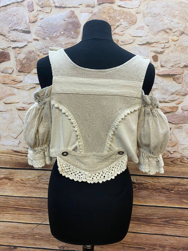 Vintage Damen Trachtenmieder von Oharivari – Beige, Größe L