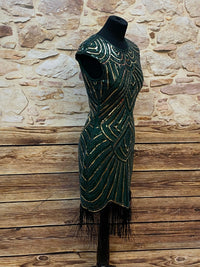 Robe à clapet Charleston vert émeraude taille 34