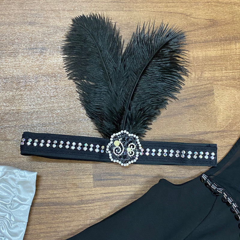 Hochwertiges 3teiiliges schwarzes Fransenkleid im 20er Jahre Stil Gr.34