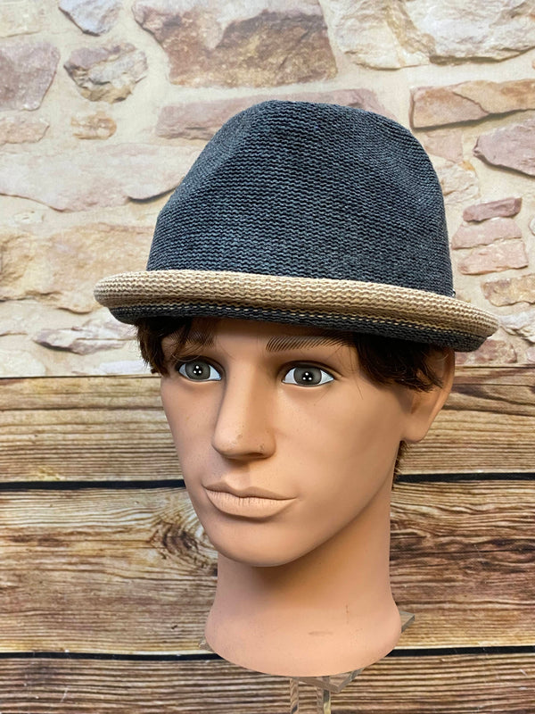 „Chillouts Herren Hut Größe L XL 58 60 in Dunkelgrau und Beige, Modell Bostonhat, Retro Sommerhut für Herren“
