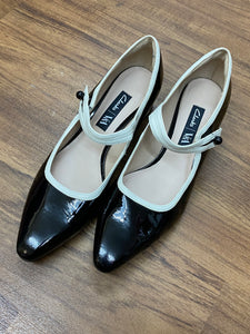Damen Schuh von Clarks, Lackleder schwarz/weiß Gr.40