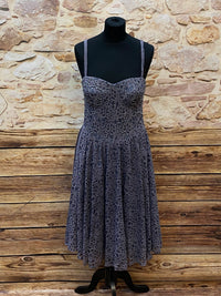 Vintage Cocktailkleid in Grau mit Spitzenmuster