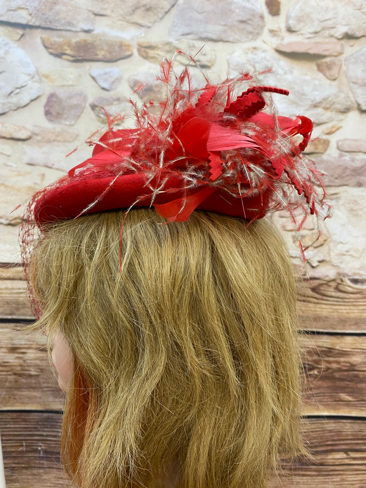 Chapeau de cocktail pour femme mini chapeau vintage rouge fascinateur original, taille unique