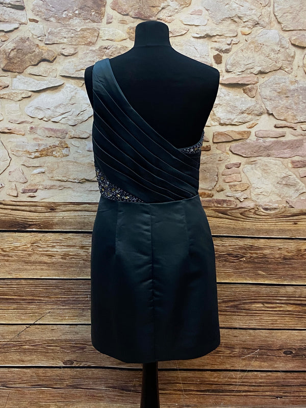 „Cocktailkleid asymmetrisch türkis grün Unique Gr 42 Rückansicht